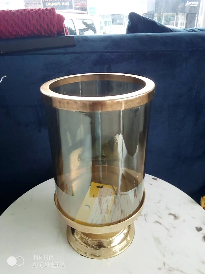Lantern Like Gold and Tinted Glass Accessory