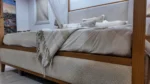 Natural Wood and Off White Bedframe 2 Sides and Console Canopy Bed - Image 3