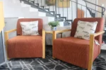 Burnt Orange Singles With Natural Wooden Arms - Image 2