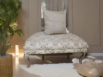 Cream Flowered Iron Back Chair