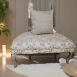 Cream Flowered Iron Back Chair