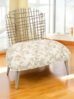 Flowered Iron Back Antique Chair