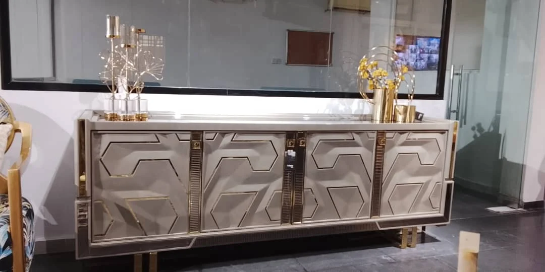 Light Gray and Gold Console