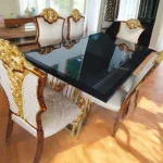 Black Table And Gold Chairs 6 Seater Royal Dining