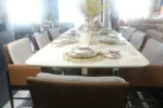 Burnt Orange And Cream Leather 8 Seater Dining - Image 2
