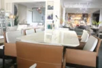 Burnt Orange And Cream Leather 8 Seater Dining - Image 3