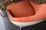 Glass Table Top Orange And Off White 6 Seater Dining - Image 5