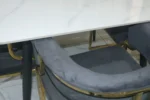 White Marble Top Dark Blue 4 Seater Dining - Image 3