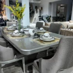Grey and White Marble Top 6 Seater Dining