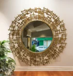 Gold Circle Weblike Wall Mirror - Image 2