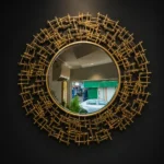 Gold Circle Weblike Wall Mirror