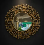 Gold Circle Weblike Wall Mirror