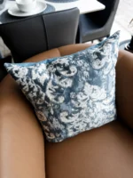 Big Blue and Gray Flowered Design Pillow - Image 2
