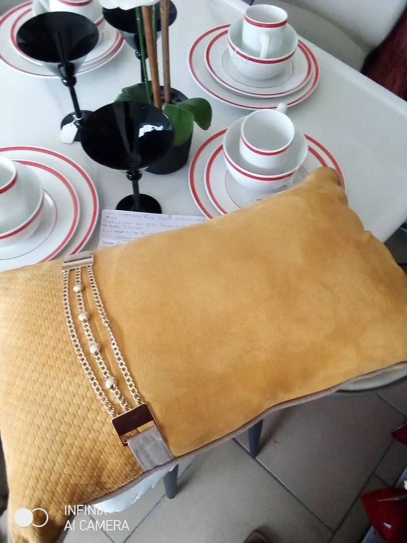 Small Yellow With Chains Design Pillow