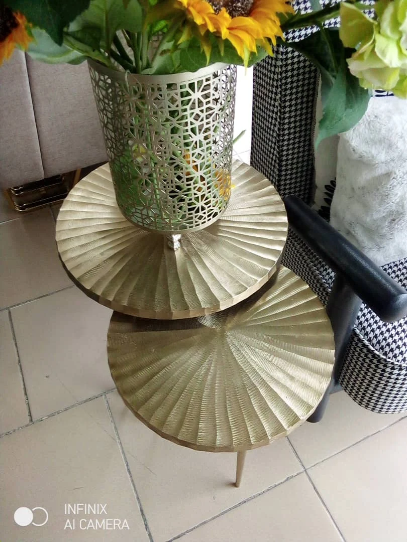 Steel Gold Flower Basket