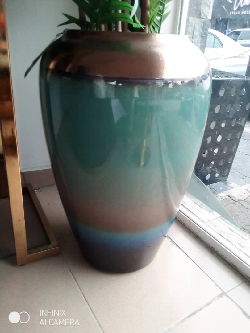 Green Blue and Gold Flower Pot