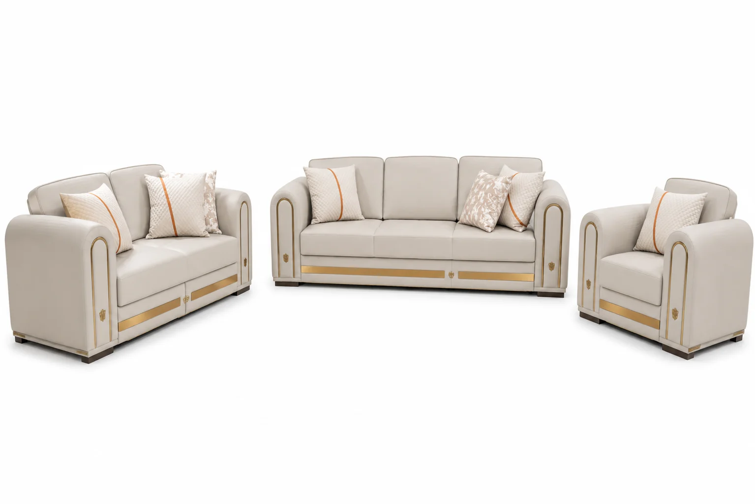 6 Seater (3,2,1) Off White Versace Sofa With 3 Pillows