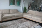 5 Seater (3,2) Brown With Wooden Legs Sofa - Image 4