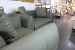 6 Seater (3,2,1) Green Leather Sofa With 3 Pillows - Image 3