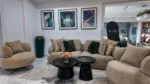 5 Seater (3,1,1) Beige Sofa-Rolling Singles With 4 Pillows - Image 4