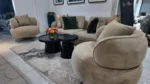 5 Seater (3,1,1) Beige Sofa-Rolling Singles With 4 Pillows - Image 5