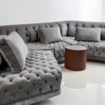 Brown L-Shape With Button Design