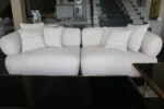 8 Seater (3,3,1,1) Cream And Brown Sofa With 12 Pillows - Image 4