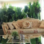 Gold Royal Set 8 Seater (3,3,1,1) Sofa Set With Centre Table And 2 Side Stools