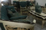 Cream Brown And Green Royal 8 Seater (3,3,1,1) Sofa Set With 8 Seater Dining Centre Table Console/Mi - Image 2