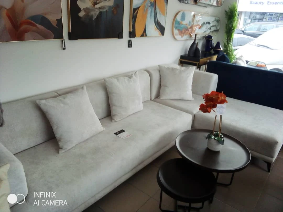 Light Gray L-shape with 3 Pillows