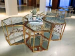 Glass and Gold Steel Side Table