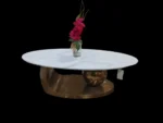 2 in 1 Oval Shape Marble Top and Gold Centre Table - Image 3