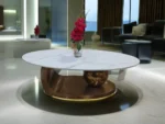 2 in 1 Oval Shape Marble Top and Gold Centre Table - Image 4