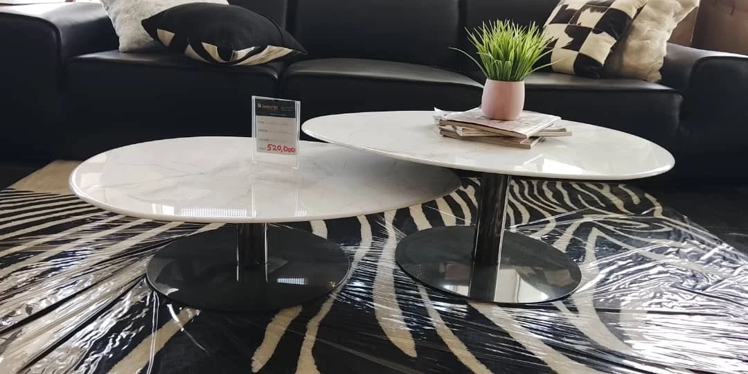 2 in 1 Black and White Marble Top Centre Table