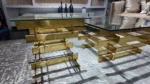 Gold Steel Square Glass Top 2 in 1 Centre Table - Image 4