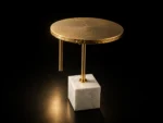 Gold Side Stool with Marble Base - Image 4