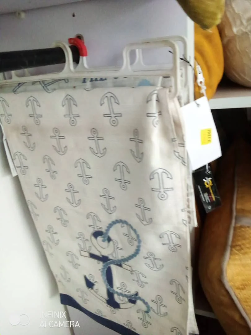 Cream and Blue Pirate Design Table Runner