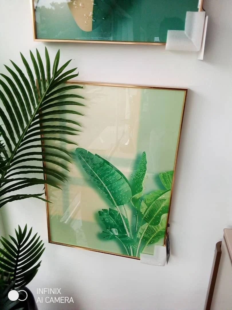 Green and Gold Plantain Picture Wall Frame