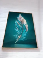 Blue and Gold Feather Picture Wall Frame - Image 2