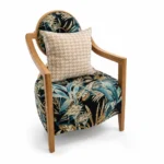 Blue Gold And White Flowered Singles With Golden Arm Rest
