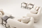 8 Seater (3,3,1,1) Cream And Brown Sofa With 12 Pillows
