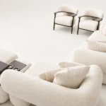 8 Seater (3,3,1,1) Cream And Brown Sofa With 12 Pillows
