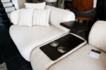 8 Seater (3,3,1,1) Cream And Brown Sofa With 12 Pillows - Image 4