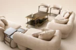 8 Seater (3,3,1,1) Cream And Brown Sofa With 12 Pillows - Image 2