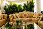 Gold Royal Set 8 Seater (3,3,1,1) Sofa Set With Centre Table And 2 Side Stools