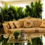 Gold Royal Set 8 Seater (3,3,1,1) Sofa Set With Centre Table And 2 Side Stools