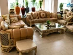 Gold Royal Set 8 Seater (3,3,1,1) Sofa Set With Centre Table And 2 Side Stools - Image 3
