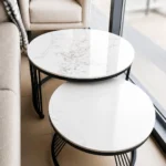 2 in 1 Black and White Marble Top Centre Table